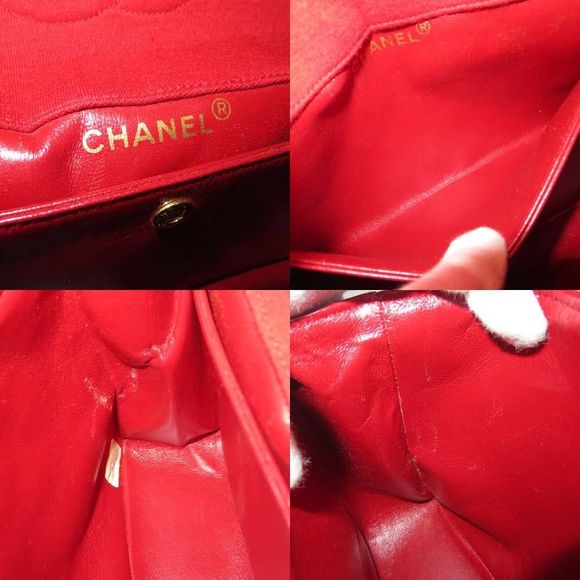 Chanel Matelasse Chain Shoulder Bag Red Leather - Picture 12 of 13